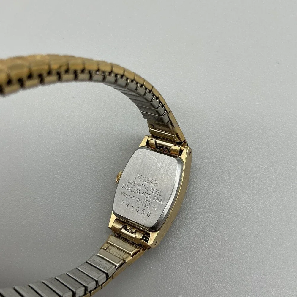 Pulsar V401-5000 Womens Watch 16mm Gold Tone Stretch Band New Battery